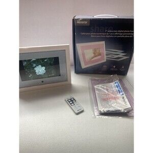 Photo Frame Digital With Power Cord & Remote Memorex 7” MDF0712C White